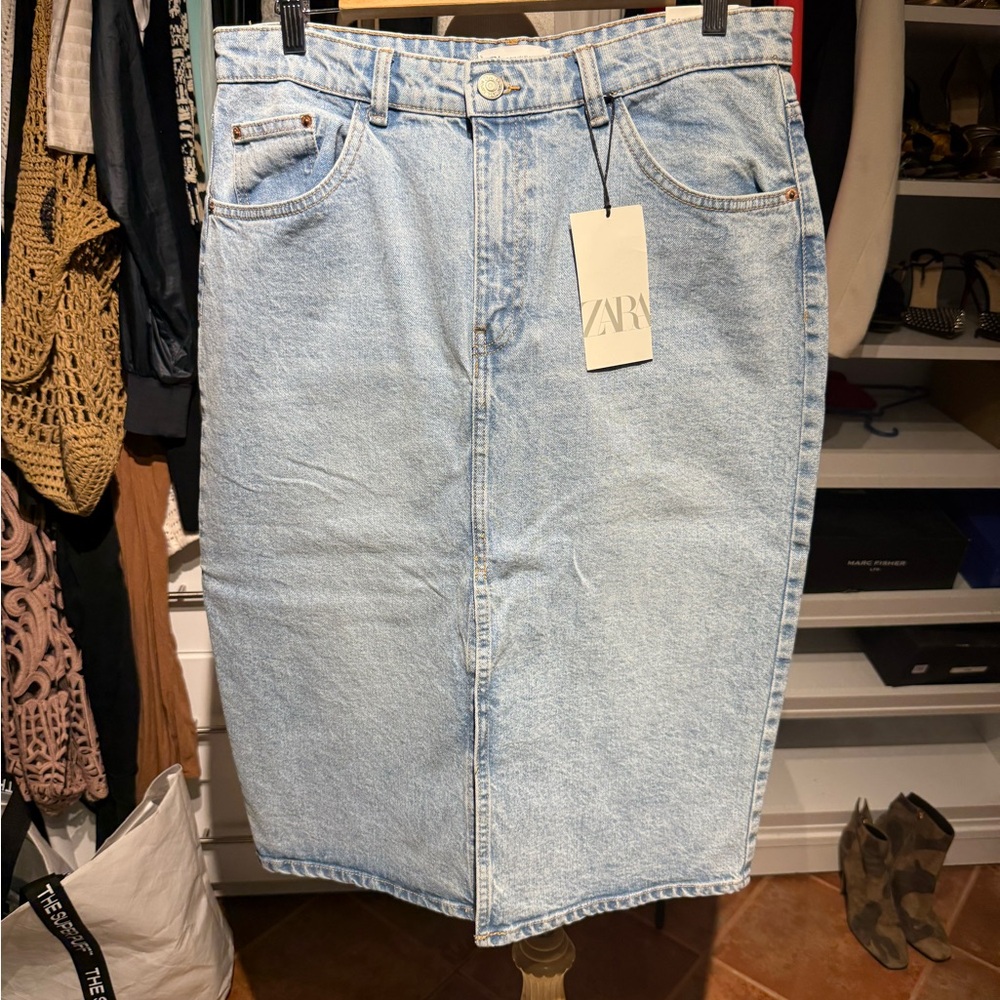 Zara Blue Knee-Length Pencil Skirt